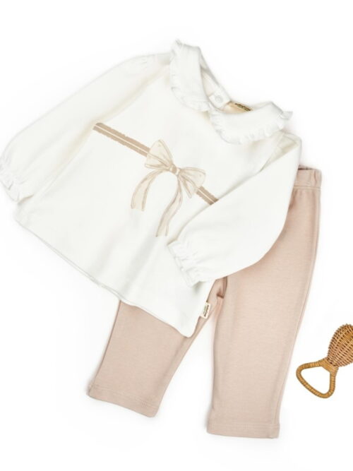 Комплект Блузка с панталон от органичен памук - Bow Collection