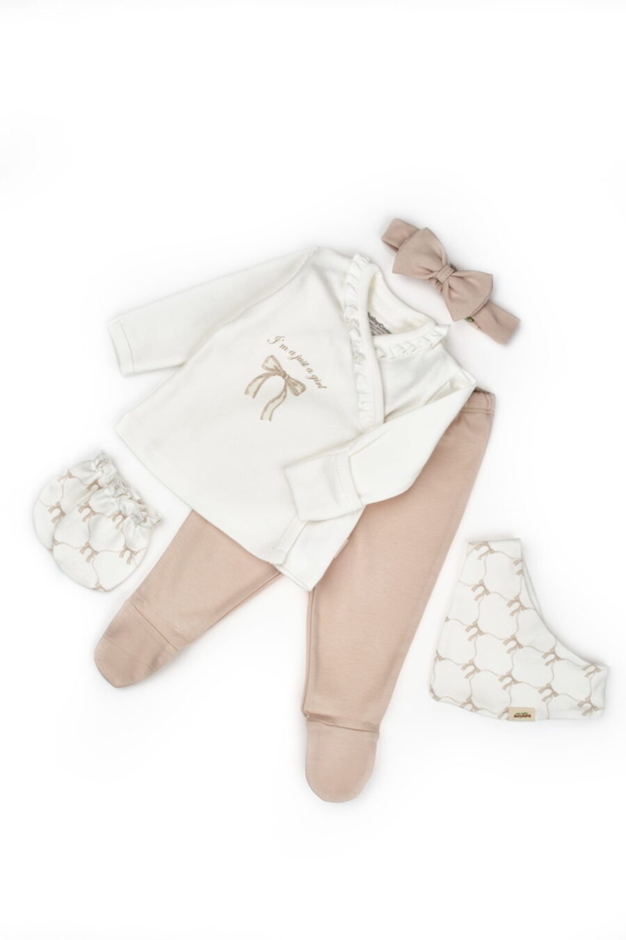 Комплект за изписване 5 части от органичен памук – Bow Collection