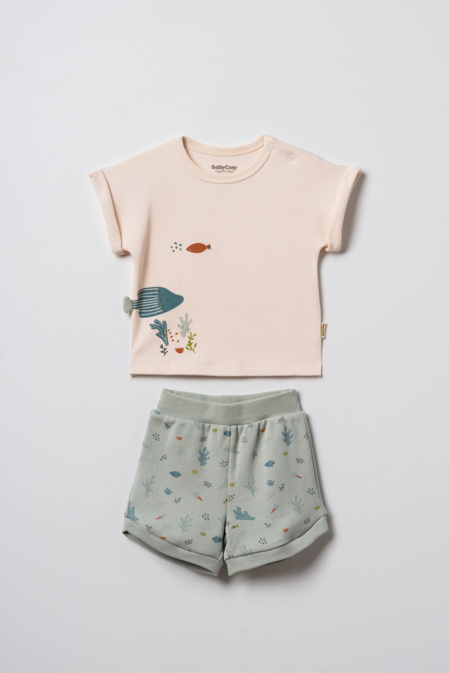 Комплект Тениска и къси панталонки от органичен памук - Undersea world Collection