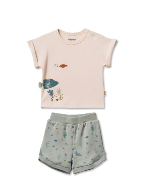 Комплект Тениска и къси панталонки от органичен памук - Undersea world Collection