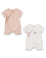 Два броя Бодита с къс ръкав тип прегърни ме от органичен памук - Little Princess Collection