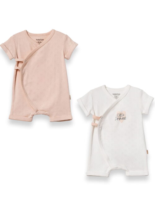 Два броя Бодита с къс ръкав тип прегърни ме от органичен памук - Little Princess Collection